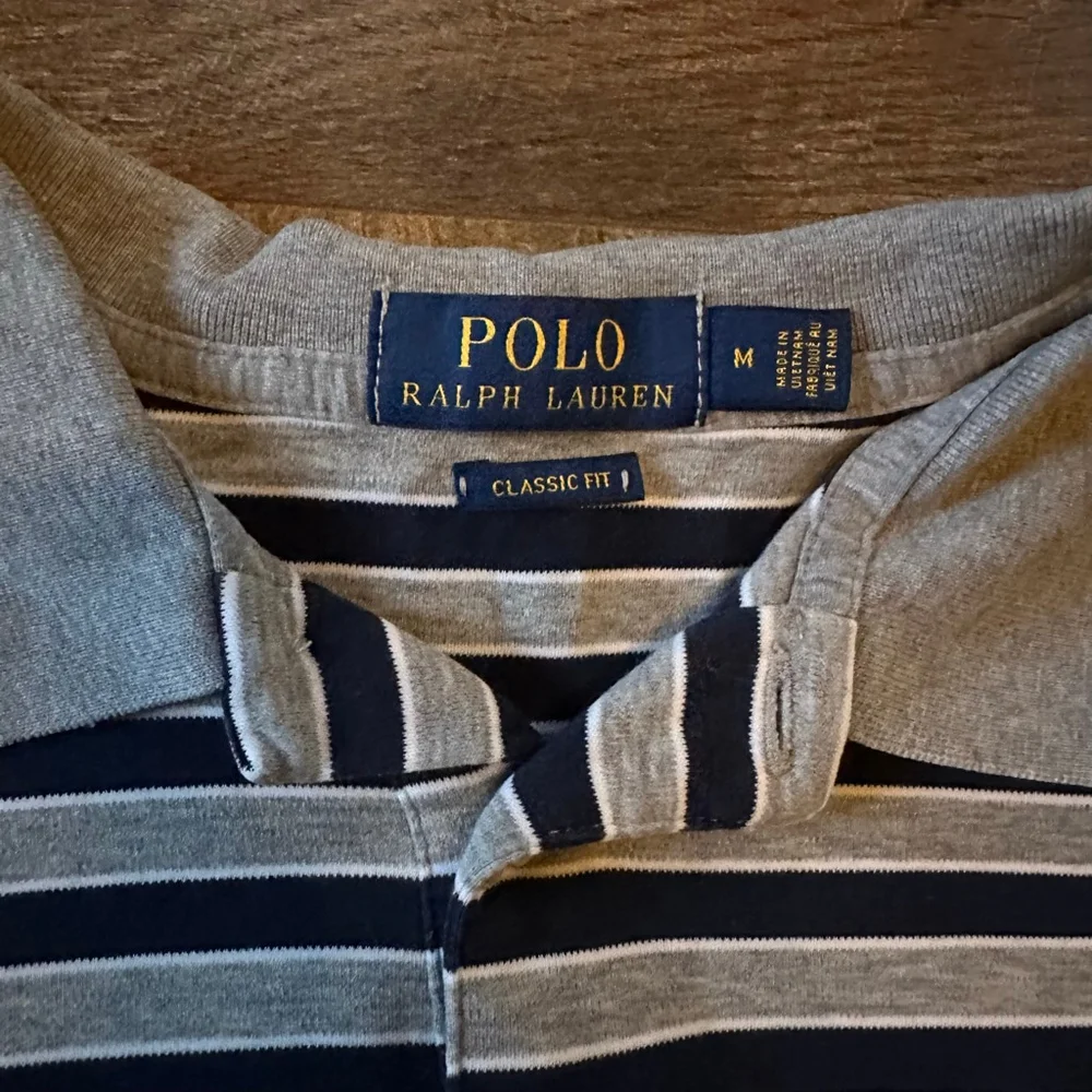 Men's Polo Ralph Lauren Polo M Navy Gray Striped Classic Fit
